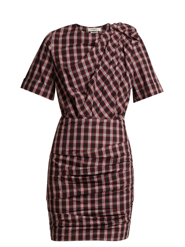 Isabel Marant Étoile Oria Tartan Ruched Cotton Dress