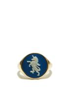 Matchesfashion.com Ferian - Portland Wedgwood Cameo & 9kt Gold Signet Ring - Womens - Blue White