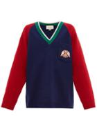 Matchesfashion.com Gucci - Crest Patch Wool Sweater - Mens - Red Navy