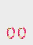 Yvonne Lon - Mini Torsade Diamond & 9kt Gold Hoop Earrings - Womens - Pink