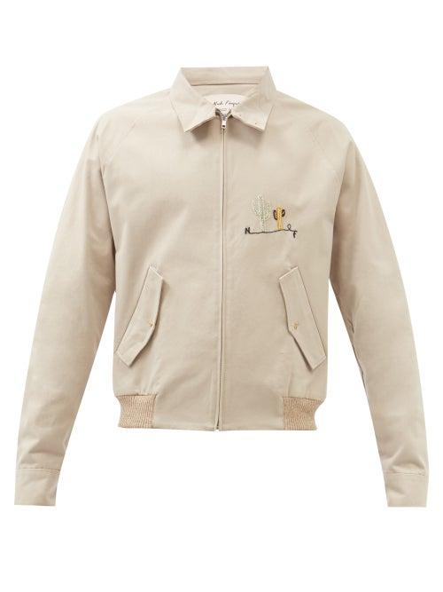 Nick Fouquet - Ubbo Cactus-embroidered Twill Harrington Jacket - Mens - Grey