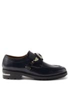 Toga Virilis - Panelled Metal-plaque Leather Loafers - Mens - Black Navy