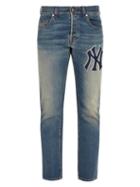 Matchesfashion.com Gucci - Ny Yankees Appliqud Tapered Leg Jeans - Mens - Blue