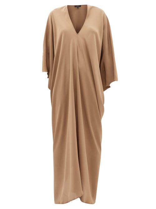 Matchesfashion.com Thea - The Teodora Dolman-sleeve Silk-satin Maxi Dress - Womens - Dark Beige
