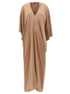 Matchesfashion.com Thea - The Teodora Dolman-sleeve Silk-satin Maxi Dress - Womens - Dark Beige