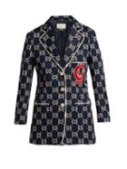 Matchesfashion.com Gucci - Gg Logo Cotton Blazer - Womens - Blue Multi