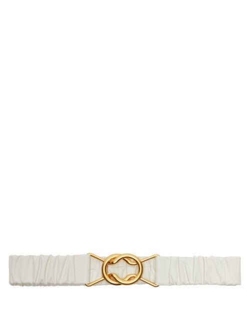 Matchesfashion.com Bottega Veneta - Ruched Leather Belt - Womens - White