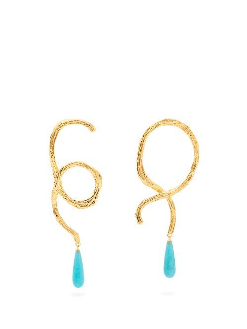 Matchesfashion.com Lizzie Fortunato - Cursive Conch Shell Earrings - Womens - Gold