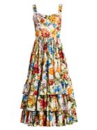 Dolce & Gabbana Floral-print Tiered-ruffle Midi Dress