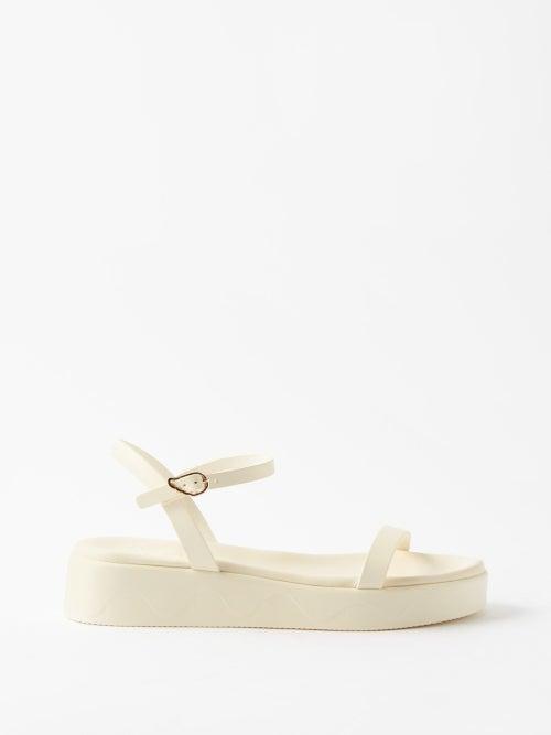 Ancient Greek Sandals - Iris Leather Flatform Sandals - Womens - Off White