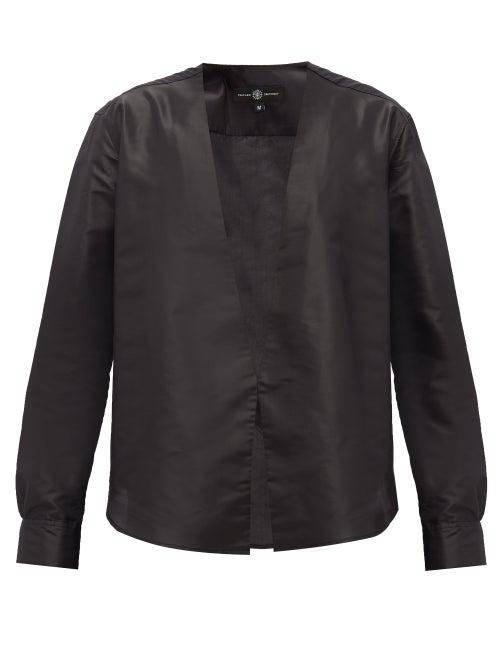 Matchesfashion.com Edward Crutchley - V-neck Silk-satin Shirt - Mens - Black
