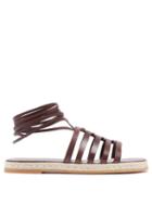 Ladies Shoes Tod's - Studded Wraparound Leather Sandals - Womens - Dark Brown