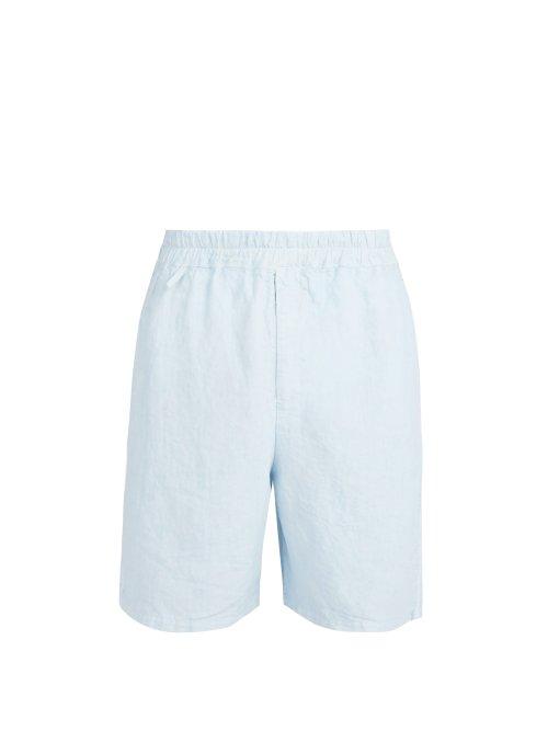 Matchesfashion.com By Walid - Lorenzo 19th Century Linen Shorts - Mens - Light Blue