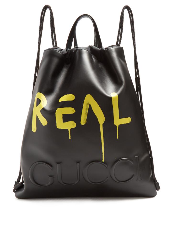 Gucci Logo-embossed Leather Backpack