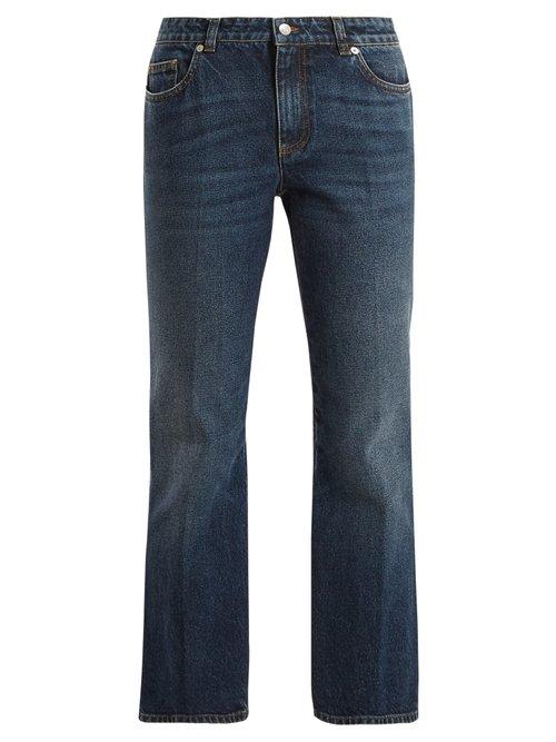 Matchesfashion.com Alexander Mcqueen - Mid Rise Cropped Kick Flare Jeans - Womens - Blue