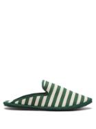 Ladies Shoes Vibi Venezia - Whipstitched Striped-canvas Furlane Slippers - Womens - Green White