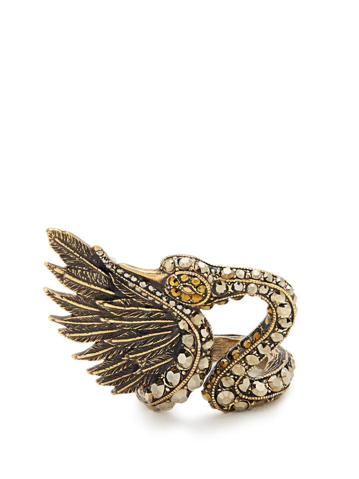 Lanvin Crystal-embellished Swan Ring