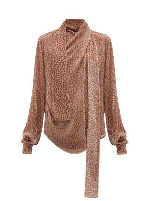 Matchesfashion.com Petar Petrov - Baxley Devor Polka Dot Chiffon Blouse - Womens - Light Pink