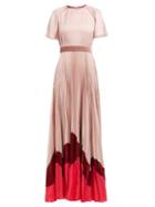 Matchesfashion.com Roksanda - Zari Pleated Satin Gown - Womens - Pink Multi
