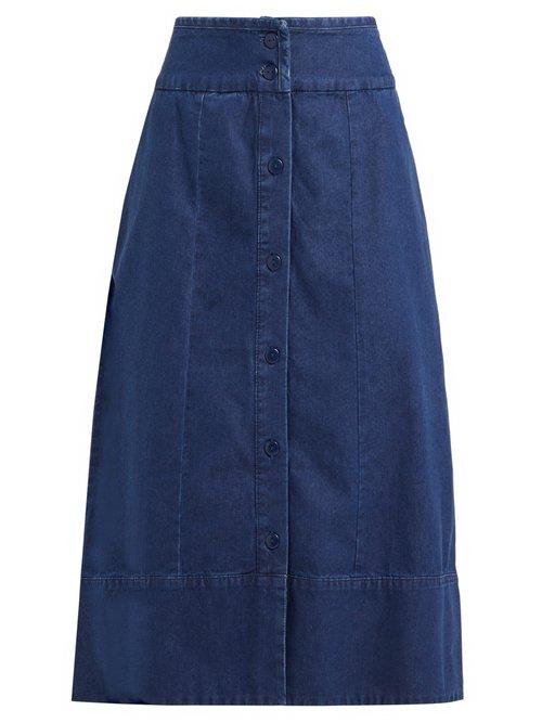 Matchesfashion.com A.p.c. - Knight Button Through Denim Skirt - Womens - Indigo