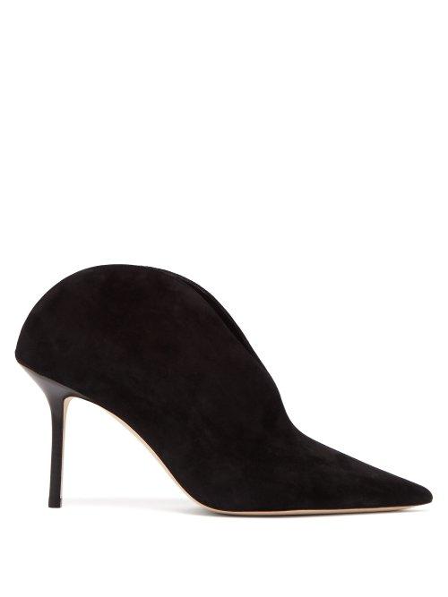 Matchesfashion.com Jimmy Choo - Loris 85 Point Toe Suede Mules - Womens - Black