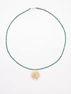 Hermina Athens - Sun Tarot Malachite & Gold-plated Necklace - Womens - Blue Multi