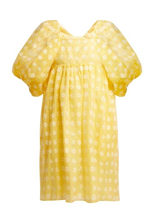 Matchesfashion.com Cecilie Bahnsen - Phoenix Floral Fil Coup Organza Mini Dress - Womens - Yellow White