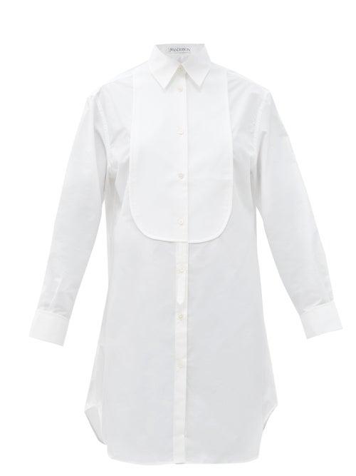 Matchesfashion.com Jw Anderson - Piqu-bib Cotton Tuxedo Tunic Shirt - Womens - White