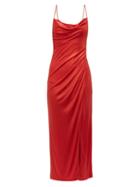 Matchesfashion.com Galvan - Mars Charmeuse Ruched Slip Dress - Womens - Red