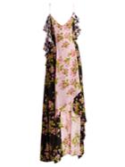 Natasha Zinko Floral Houndstooth Asymmetric Slip Dress