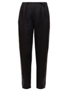 Matchesfashion.com Bottega Veneta - Ribbed Leather Panel Twill Trousers - Womens - Black