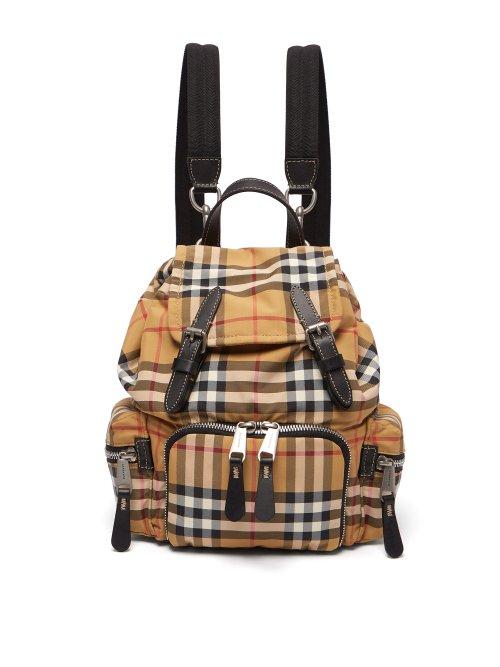Matchesfashion.com Burberry - Vintage Check Mini Canvas Backpack - Womens - Brown Multi