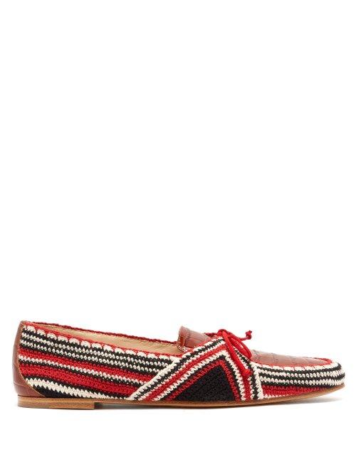 Matchesfashion.com Gabriela Hearst - Hays Crocodile Effect Leather Loafers - Womens - Red Multi