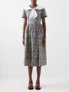 Batsheva - X Laura Ashley Tye Floral-print Cotton Dress - Womens - Multi