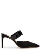 Matchesfashion.com Sophia Webster - Andie Bow Trim Moire Mules - Womens - Black