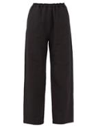 Totme - Wide-leg Linen-blend Poplin Trousers - Womens - Black
