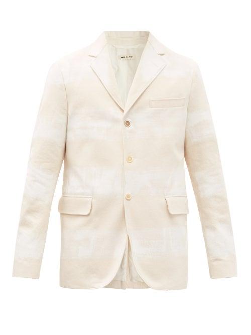 Matchesfashion.com Marni - Single-breasted Stripe-print Cotton-twill Jacket - Mens - Beige White