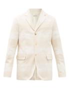 Matchesfashion.com Marni - Single-breasted Stripe-print Cotton-twill Jacket - Mens - Beige White
