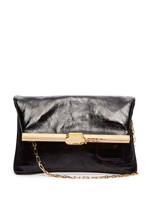 Matchesfashion.com Bienen-davis - Pm Fold Over Leather Clutch Bag - Womens - Black