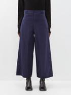 Lemaire - Cropped Wide-leg Denim Trousers - Womens - Navy