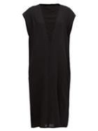 Matchesfashion.com Ann Demeulemeester - Crepe-insert Wool-twill Midi Dress - Womens - Black