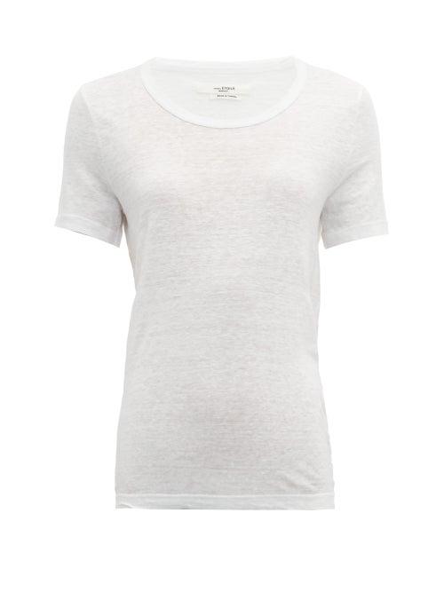 Matchesfashion.com Isabel Marant Toile - Killiann Scoop Neck Slubbed Linen Jersey T Shirt - Womens - White