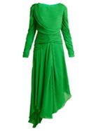 Matchesfashion.com Preen By Thornton Bregazzi - Kitty Draped Pleated Georgette Dress - Womens - Green