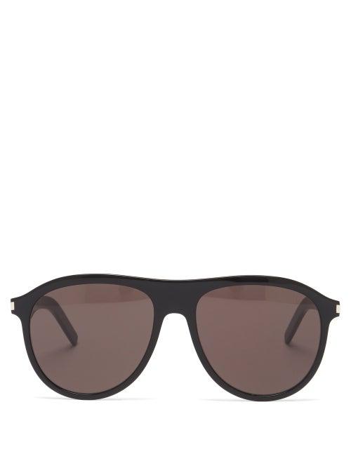 Matchesfashion.com Saint Laurent - Aviator Acetate Sunglasses - Mens - Black