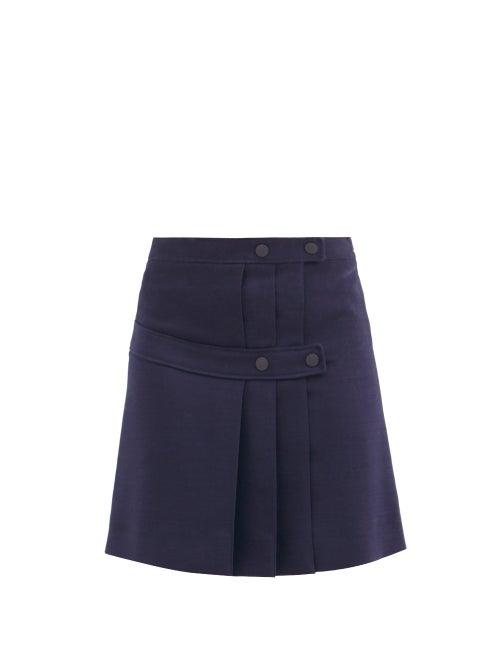 Matchesfashion.com See By Chlo - Pleated-twill Mini Wrap Skirt - Womens - Navy