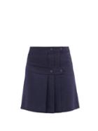Matchesfashion.com See By Chlo - Pleated-twill Mini Wrap Skirt - Womens - Navy