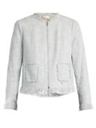 Rebecca Taylor Fringed Collarless Cotton-blend Jacket