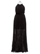 Matchesfashion.com Maria Lucia Hohan - Milani Polka Dot Tulle Halterneck Gown - Womens - Black