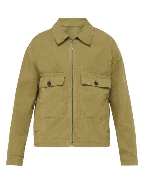 Matchesfashion.com Raey - Boxy Herringbone Denim Jacket - Mens - Khaki