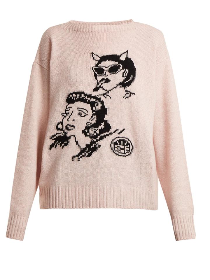 Prada Graphic-intarsia Wool And Cashmere-blend Sweater